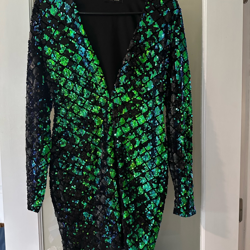 Sequin Mermaid Green and Blue Dress